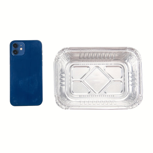 20pcs/50pcs Aluminum Square Foil Pan with Lid Recyclable Tin Food Storage Tray Super Strong Container for Cooking, Baking, Meal Preparation, Takeout-18.54 X 13.21 X 5.08 cm