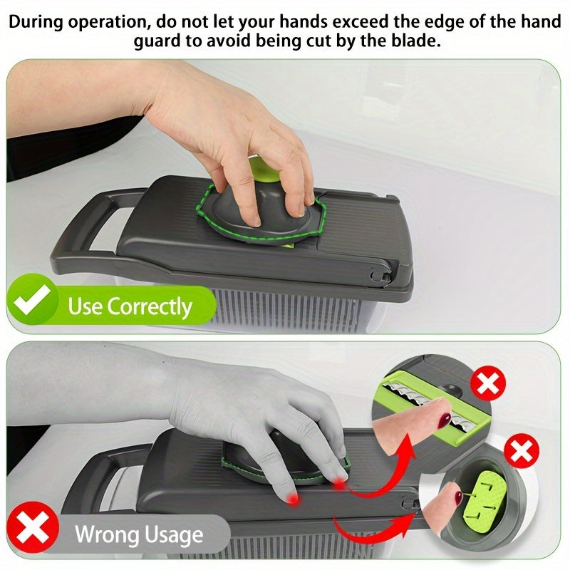 16pcs/Set, Vegetable Chopper, Multifunctional Fruit Slicer, veggie slicer, Vegetable Slicer, Cutter With Container, Onion Mincer Chopper With Multiple Interchangeable Blades, Household Potato Shredder, Kitchen Stuff, Kitchen