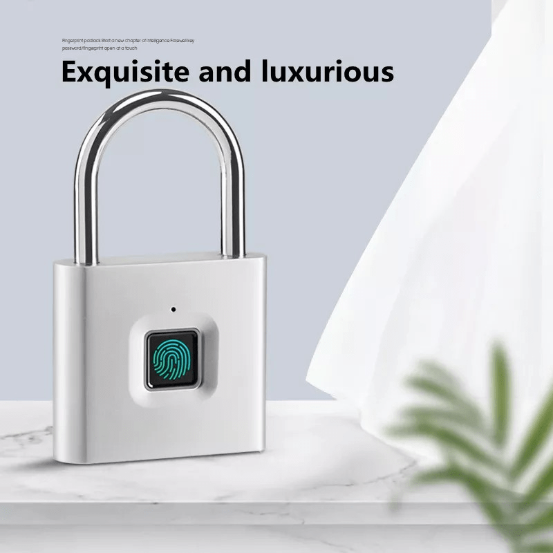 1pc Mini Smart Fingerprint Padlock, Small Portable Metal Security Antitheft Lock, Keyless USB Rechargeable Battery Suitcase Luggage Backbag Door Lock