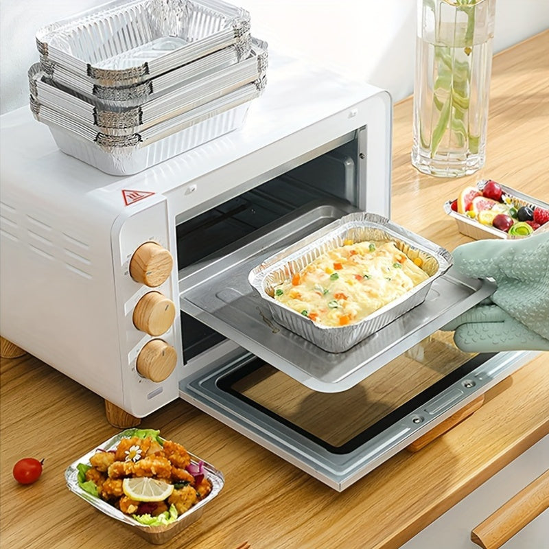 20pcs/50pcs Aluminum Square Foil Pan with Lid Recyclable Tin Food Storage Tray Super Strong Container for Cooking, Baking, Meal Preparation, Takeout-18.54 X 13.21 X 5.08 cm