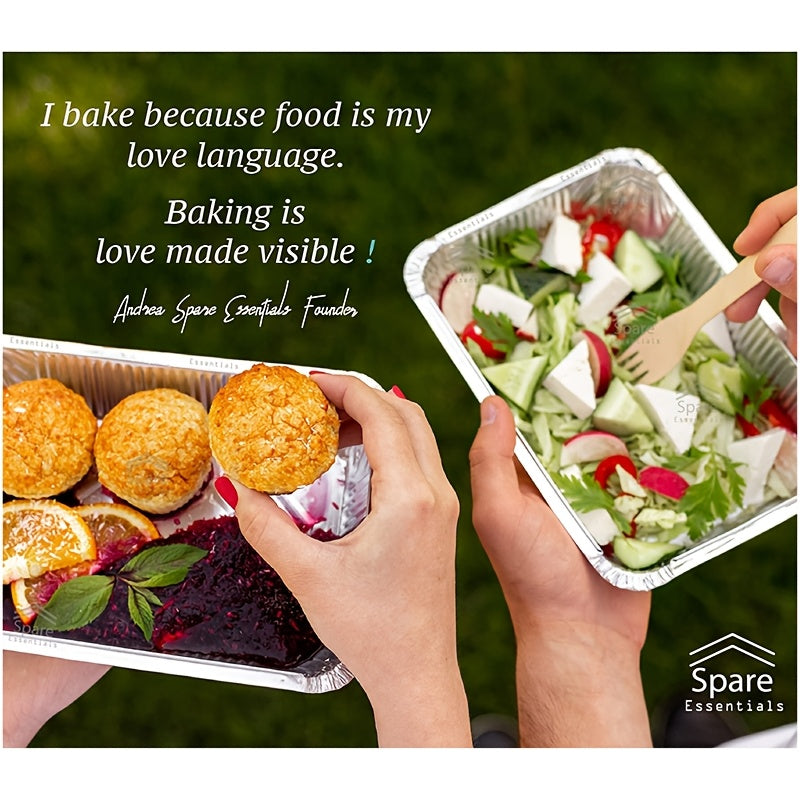 20pcs/50pcs Aluminum Square Foil Pan with Lid Recyclable Tin Food Storage Tray Super Strong Container for Cooking, Baking, Meal Preparation, Takeout-18.54 X 13.21 X 5.08 cm