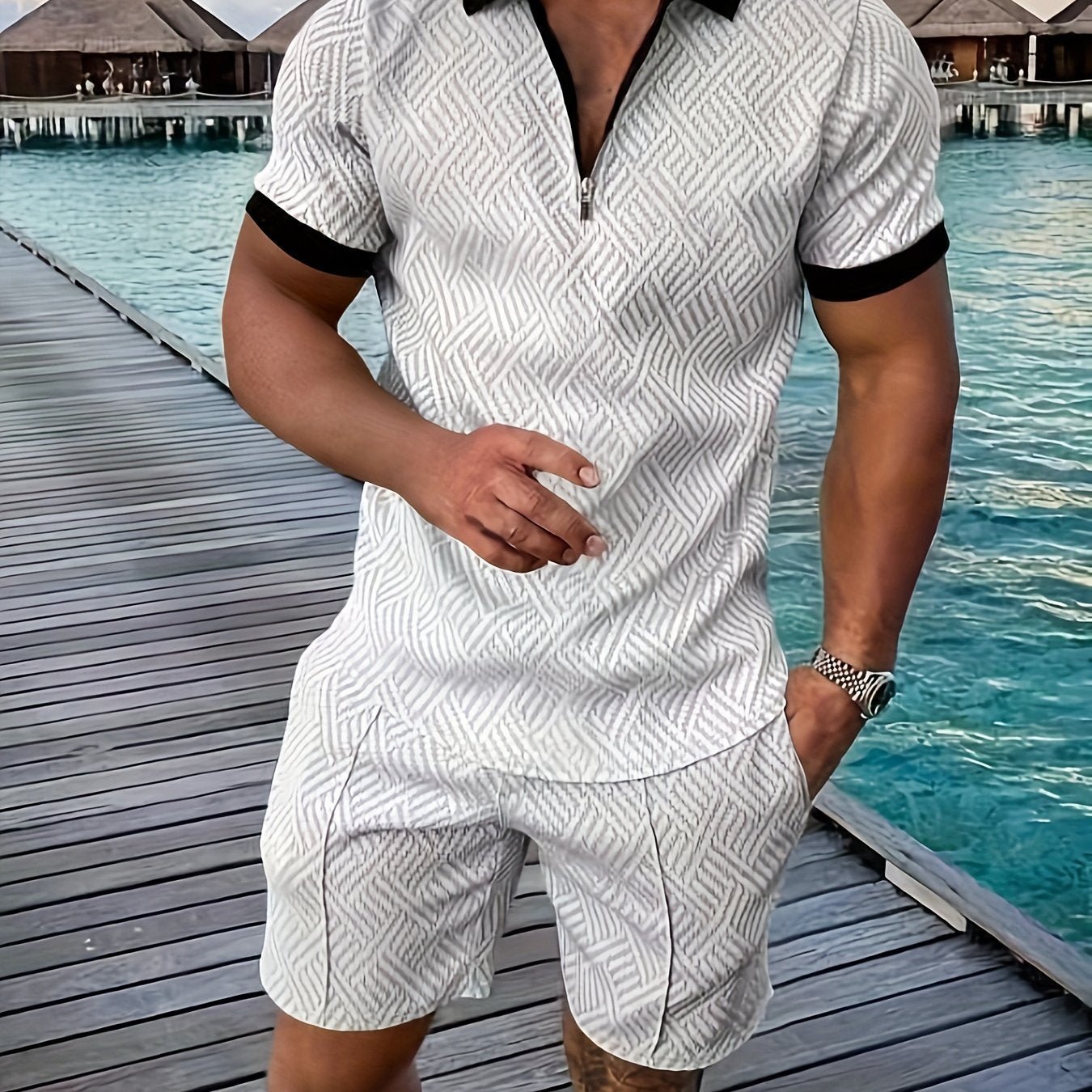 Men's T-shirt short sleeve + shorts casual sports suit blue