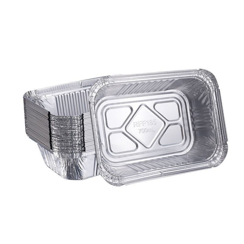 20pcs/50pcs Aluminum Square Foil Pan with Lid Recyclable Tin Food Storage Tray Super Strong Container for Cooking, Baking, Meal Preparation, Takeout-18.54 X 13.21 X 5.08 cm