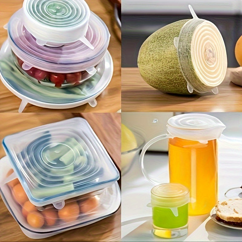 6pcs Silicone Stretch Lids, Reusable Durable Food Storage Lids For Bowls, Silicone Lid Cover, Dishwasher And Refrigerator Safe Storage, Kitchen Supplies